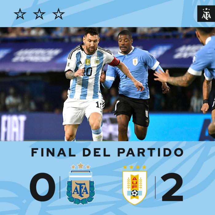 阿根廷世预赛首败！02不敌乌拉圭终结25场不败纪